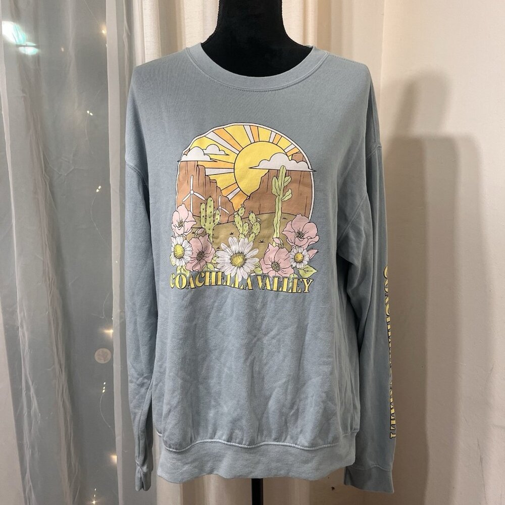Coachella Valley Large Cold Rush Crewneck Graphic Baby Blue